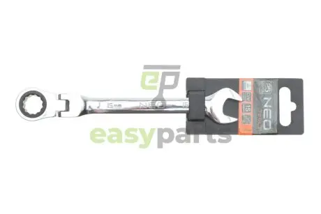 Ключ ріжково-накидний з тріскачкою 15 мм 72 зуб. L-195 мм NEO TOOLS 09057