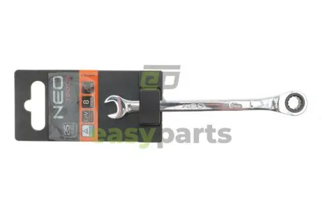 Ключ ріжково-накидний з тріскачкою 8 мм 72 зуб. L-140 мм NEO TOOLS 09063