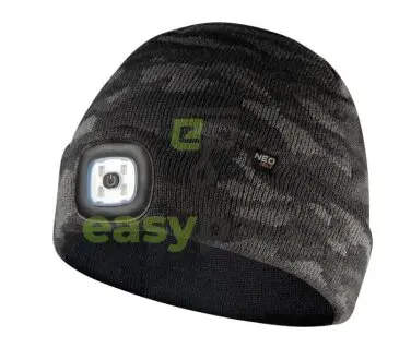 Шапка з LED-ліхтариком двошарова CAMO URBAN (USB-зарядка) NEO TOOLS 81632