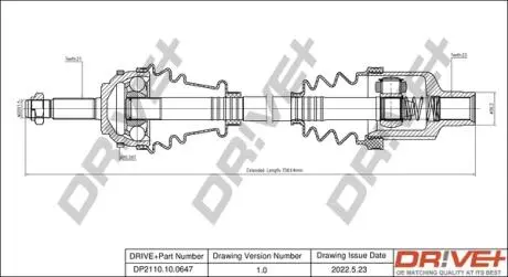 Піввісь (передня) Renault Clio 1.2/1.4/1.6 98- (R) (+ABS=26z) (21x51.5x715) DR!VE+ DP2110100647