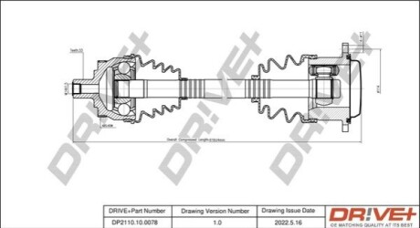 Піввісь (передня) Audi A4/VW Passat 1.8-2.3 95-05 (R) (33x30x622/45ABS) DR!VE+ DP2110100078