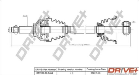 Піввісь (передня) Renault Trafic II/Opel Vivaro A 01- (L) (-ABS) DR!VE+ DP2110100464