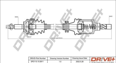 Піввісь Renault Kangoo 1.5dCI 05- (L) (23x26x621) DR!VE+ DP2110100811 (фото 1)