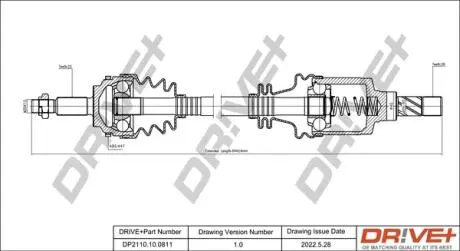 Піввісь Renault Kangoo 1.5dCI 05- (L) (23x26x621) DR!VE+ DP2110100811