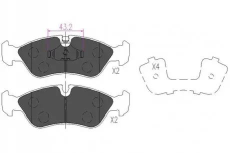Гальмівні колодки, дискове гальмо (набір) KAVO PARTS KBP1004