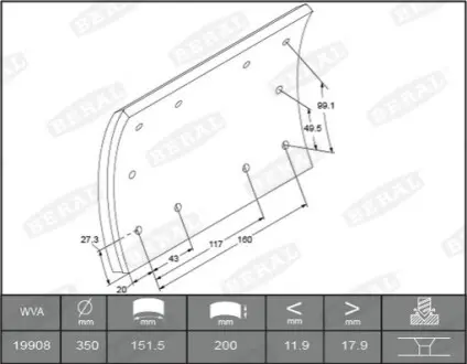Фото 1 - автозапчасть BERAL KBL1990801550 Автозапчасть BERAL KBL1990801550 (фото 1)