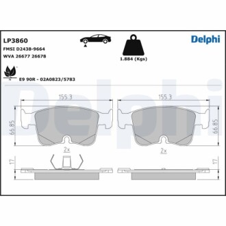 Brake Pad Set, disc brake Delphi LP3860