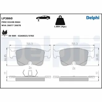 Brake Pad Set, disc brake Delphi LP3860