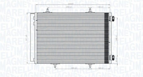 Радіатор кондиціонера Citroen C2/C3 02-/C4 Cactus 14-/Peugeot 206 08-/207 06-15/208 12-/2008 13- MAGNETI MARELLI 350203822000