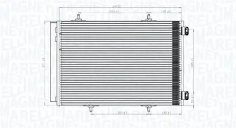 Радіатор кондиціонера Citroen C2/C3 02-/C4 Cactus 14-/Peugeot 206 08-/207 06-15/208 12-/2008 13- MAGNETI MARELLI 350203822000
