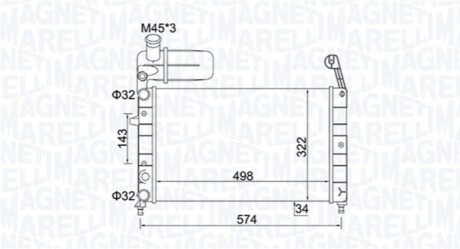 FIAT радіатор охолодження Tempra,Tipo 1.4/1.6 88- MAGNETI MARELLI 350213154400