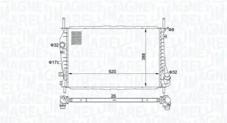 FORD Радіатор охолодження MONDEO 2,0 TDCi 00-02 MAGNETI MARELLI BM1776