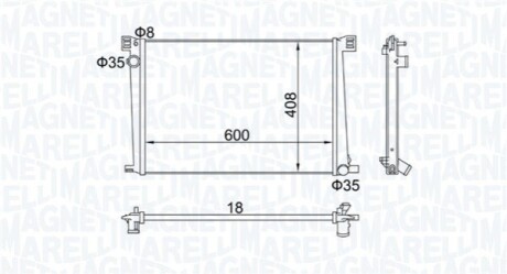 Радіатор охолодження Mini Cooper/One 1.4/1.6 07-14 (N16/1N8) MAGNETI MARELLI 350213168600