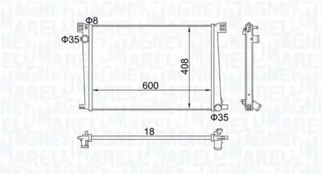 Радіатор охолодження Mini Cooper/One 1.4/1.6 07-14 (N16/1N8) MAGNETI MARELLI 350213168600