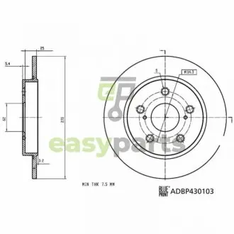 Фото диск гальмівний задній BLUE PRINT ADBP430103 Диск гальмівний задній BLUE PRINT ADBP430103