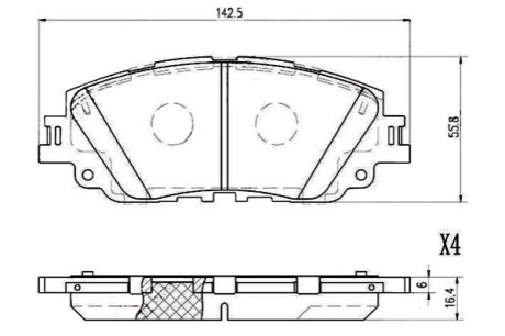 Колодки гальмівні (передні) Toyota Camry 17-/Rav4/Lexus ES/UX 18- NIPPARTS N3602155