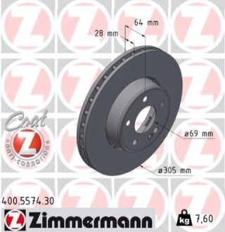 TARCZA HAMULC. MERCEDES W206 C-KLASA 21- PRZÓD ZIMMERMANN 400557430