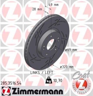 TARCZA HAMULC. HYUNDAI SANTA FE II 06- LP ZIMMERMANN 285351654