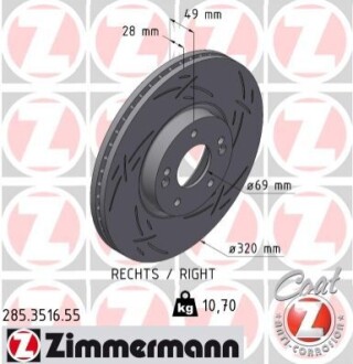 TARCZA HAMULC. HYUNDAI SANTA FE II 06- PP ZIMMERMANN 285351655