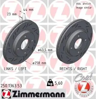 TARCZA HAMULC. FORD FIESTA 08- ZIMMERMANN 250136353