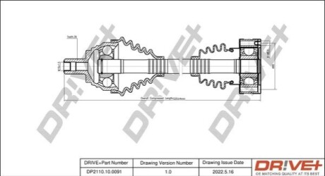 Полуось (передняя) VW Golf 1.6-2.0 04-/Passat 1.9/2.0 05-10 (L) (36x519) DR!VE+ DP2110100091