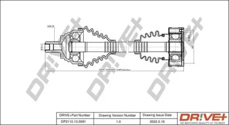 Полуось (передняя) VW Golf 1.6-2.0 04-/Passat 1.9/2.0 05-10 (L) (36x519) DR!VE+ DP2110100091