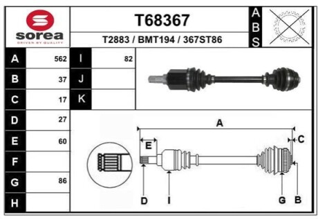 Półoś napędowa EAI T68367