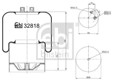Фото кожух пневматической рессоры FEBI BILSTEIN 32818 Кожух пневматической рессоры FEBI BILSTEIN 32818