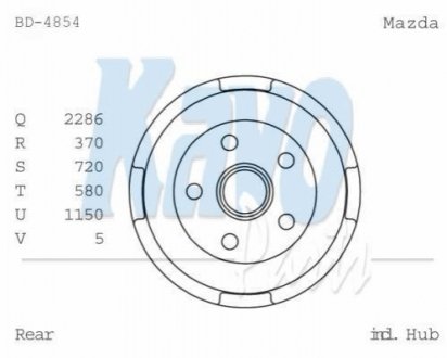 MAZDA Гальмівний барабан 626 III Hatchback (GD) 2.0 D 87-91 KAVO PARTS BD-4854
