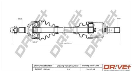 Піввісь Citroen Berlingo/Peugeot Partner 1.6/2.0 HDi 98-11 (L) (25x24х585x48T) (+ABS) DR!VE+ DP2110100208