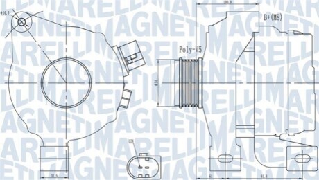 Alternator VOLVO V70/S80/XC70 180A MAGNETI MARELLI 063732001010