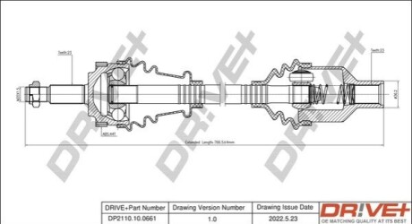 Піввісь Renault Kangoo 1.6 16V 4x4 01- (R) (23x23x740) (+ABS 44z) DR!VE+ DP2110100661