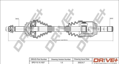 Піввісь Fiat Doblo 01- (L) (24x25x615) DR!VE+ DP2110101027