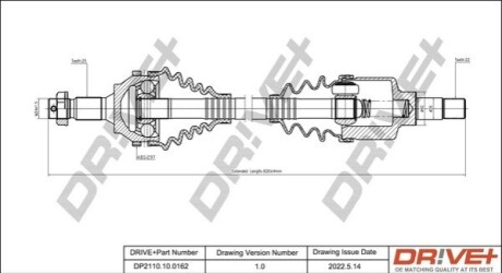 Піввісь Citroen Berlingo 1.1i 96- (L) (22x25x590.5x29T) (+ABS) DR!VE+ DP2110100162