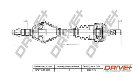 Полуось Opel Insignia A 2.0 CDTI 08-17 (L) (30x25x631) DR!VE+ DP2110100526