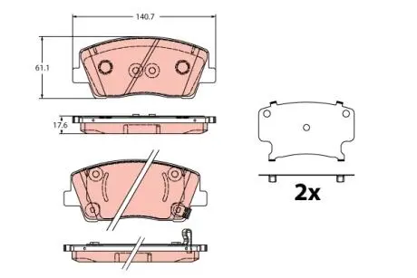 KLOCKI HAM./TY┼ü/ KIA STINGER 2.2D 17- TRW GDB2375