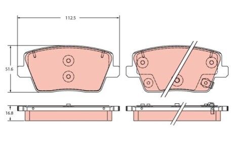 KLOCKI HAM./PRZ/ HYUNDAI I30 2.0 17- TRW GDB2355