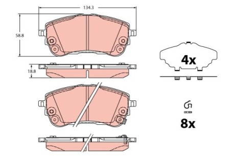 KLOCKI HAM./PRZ/ TOYOTA COROLLA 19- TRW GDB2345