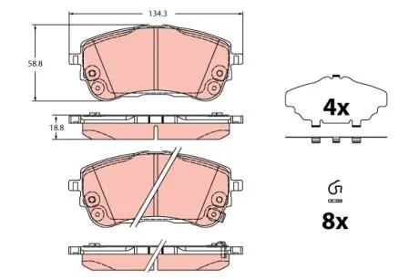 KLOCKI HAM./PRZ/ TOYOTA COROLLA 19- TRW GDB2345
