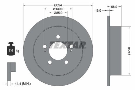 TARCZA HAMULCOWA 324X13 SSANGYONG 2.2 E-XDI 2018< SZT TEXTAR 92347403