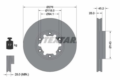 TARCZA HAM PRZOD 276X28 V TEXTAR 92338603