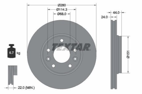 TARCZA HAM PRZOD 280X24 V TEXTAR 92346803