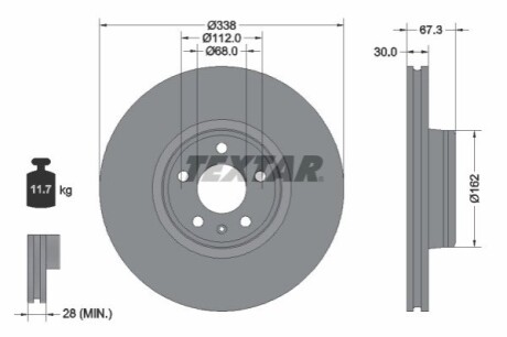 TARCZA HAM PRZOD 338X30 V TEXTAR 92345505 (фото 1)