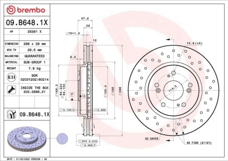 Tarcza ham. XTRA HONDA (DONGFENG) CR-V (RE_) 03/07-> / HONDA (DONGFENG) CR-V BREMBO 09B6481X