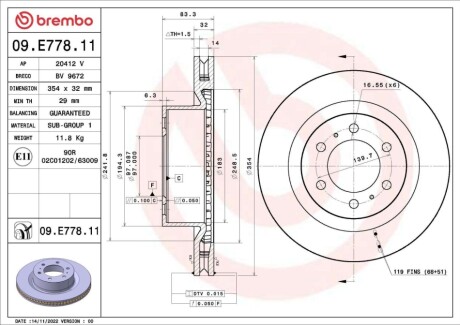 Tarcza ham. LEXUS LX (_J3_) 10/21-> BREMBO 09E77811