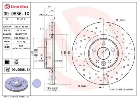TARCZA HAM PRZOD XTRA BREMBO 0995861X