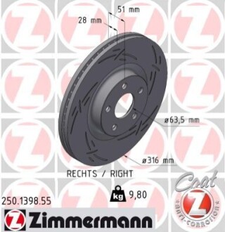 TARCZA HAM./PRZ/ FORD S-MAX 15- ZIMMERMANN 250139855