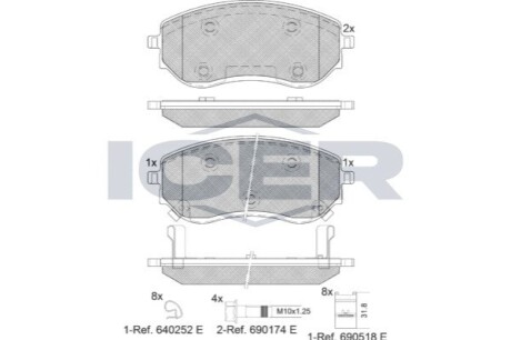 Колодки гальмівні (передні) MB X-class (470) 17-/Nissan Navara/NP300 14- ICER 182342