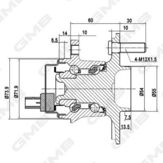 TOYOTA Подшипник ступицы задн. YARIS 1.2/1.5 13- GMB GH35080A