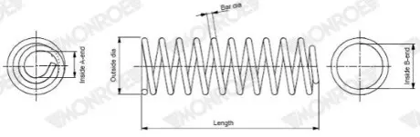 (заміна на 4015664) Пружина (передня) Peugeot Expert 1.6HDi/2.0 16V (+AC) 07-16/2.0HDi (-AC) 07- MONROE SP4083